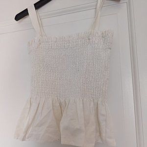 Smocked Linen Peplum Top, never worn!